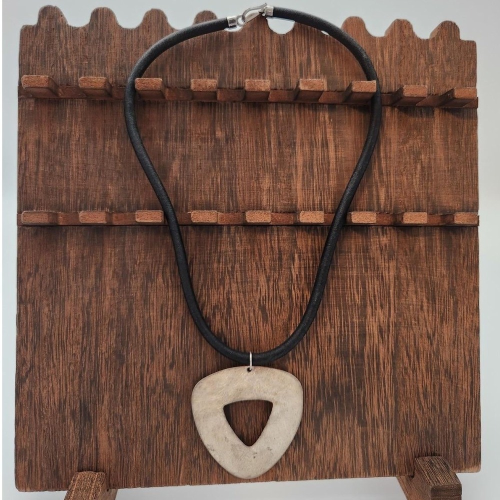 Pendant‎ Necklace Womens 18" Black Silver 925 Sterling Brutalist Artisan